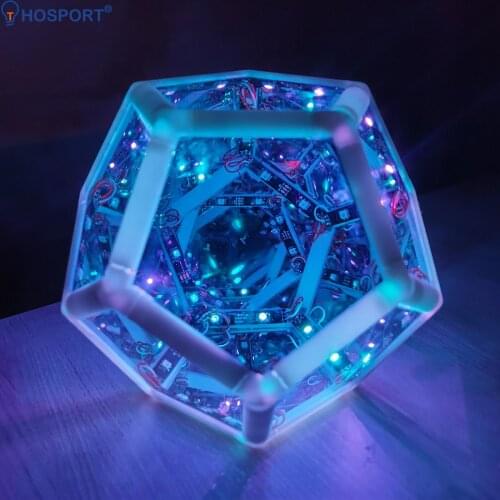 Infinite Dodecahedron Creative 3D Night Light Art Light USB Charging Bedside Table Lamp Spiral Space Sci-Fi Light