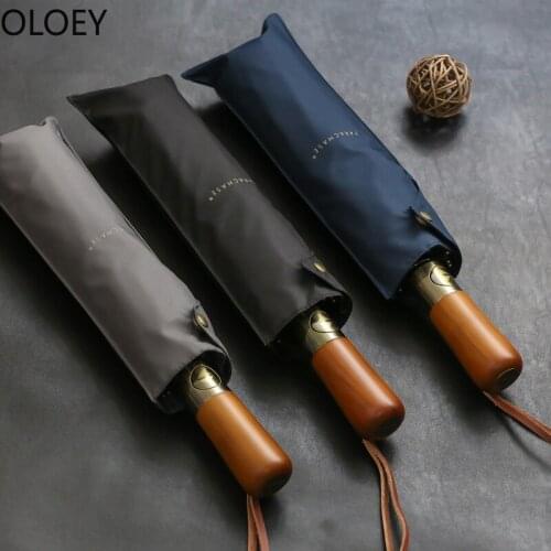 Big Parasol Umbrella Wooden Black Men Business 115cm Automatic Umbrella Rain Double Layer 10K Windproof Umbrella Rain Women Men