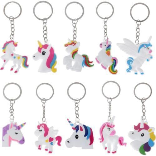 Trendy Diy Cute Fairytale PVC Unicorn Keychain Multi-style Horse Key Rings Holder Alloy Key Chain For Woman Girls Gift Jewelry