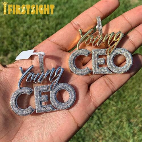 New 5mm Tennis Chain Letter CEO Pendant Necklace Hip Hop Iced Out Cubic Zirconia Sliver Color CZ Stone CEO Choker For Men Women