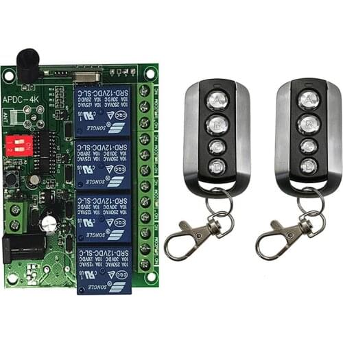 DC12V 24V 4CH 4 CH Wireless RF Remote Control Light Switch 10A Relay Output Radio Receiver Module+Transmitter garage door opener