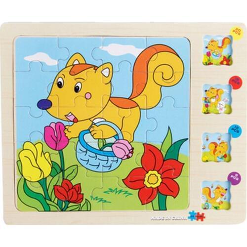 Wooden Animal Scene Multilayer story jigsaw puzzle collage early lessons of infants and young children intelligent toys 1-3-6