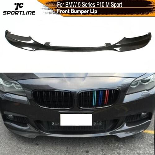 For BMW 5 Series 525i 528i F10 M tech M Sport Carbon Fiber Front Bumper Lip Splitters Spoiler 2011 - 2016 FRP Black