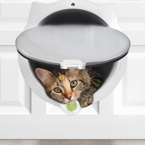 Pet Dog Door Cat Door Round Household Cat Gate Direction Controllable Lockable Security Pet Entrance Hole Door for Cat Dog
