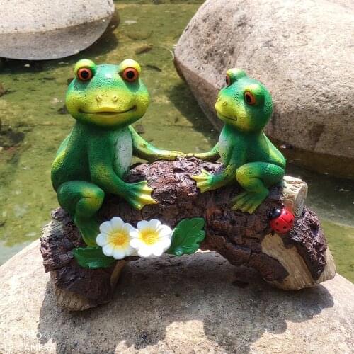 Double Frog on Bridge Resin Garden Sculpture Figurine Decor Pond Patio Decor Art