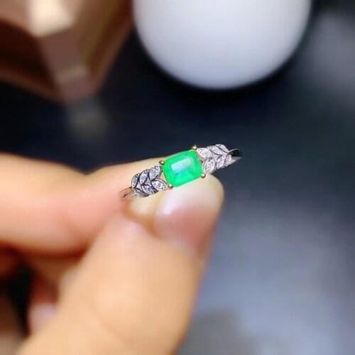 Elegance Lovely Double Round Natural Green Emerald Ring S925 Silver Inlaid Natural Gemstone Ring Woman Party Gift Fine Jewelry