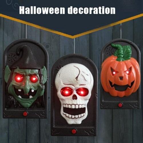 Halloween Sound Pumpkin Witch Skull Doorbell Horror Atmosphere Sculpture Plastic Crafts for Halloween Decoration Props TS2