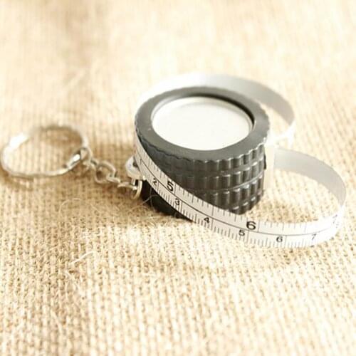 Tire Shape Tape Measure 100cm Waist Height Measuring Tape Steel Ruler with Keychain Retractable Tape for Body Fabric Sewing