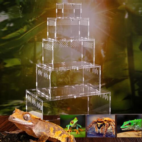 S/L Size Reptile Tank Insect Spiders Tortoise Lizard Acrylic Transparent Breeding Box Vivarium Lid Reptile Pet Product Terrarium
