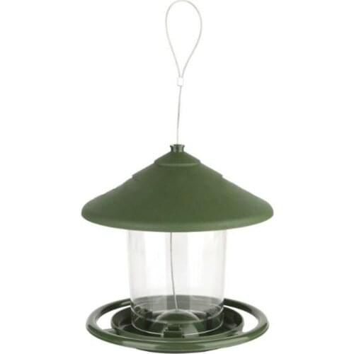 Bird Feeding For Garden Outside Suspended Hanging Detachable Cover Filled Automatically Plastic + Metal Large Capacity Green