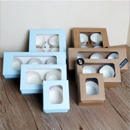 1/2/3/4/6/8 Holes Cupcake box Bakery Case kraft Paper box For Muffin Wedding Party Container Cake boxes and Packaging