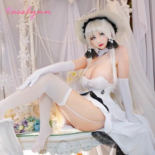Game Azur Lane Illustrious Cosplay Costume Womem White Dress Azur Lane Cosplay Illustrious