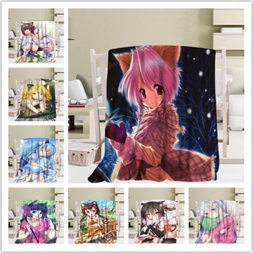 Custom Anime Girl Nice Blanket TR/ Flannel Fleece Fabric Blanket New Year Decoration Comfortable Warm Super Soft Bedroom