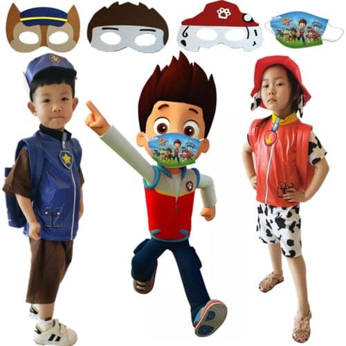Short Sleeve Dog Patrol Marshall Chase Skye Zuma Rocky Cosplay Costume Kids Boys Girls Clothes Birthday Halloween Party Children