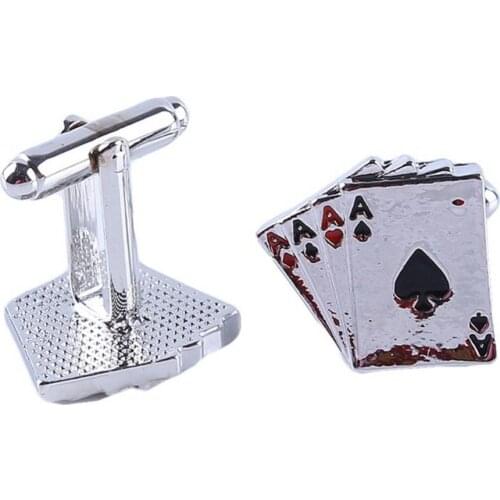 Hot Sales Business Women Men Pokers Playing Cards Shirt Sleeve Button Cufflinks Suit Decor