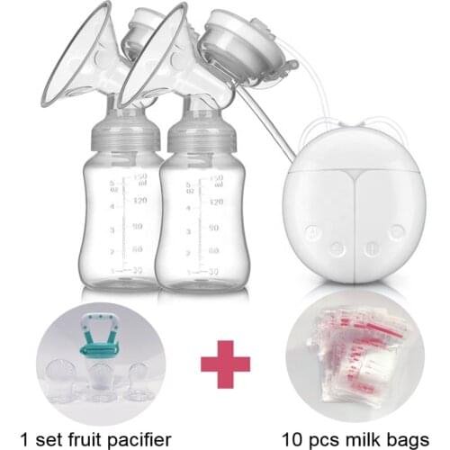 USB Line Double Electric Breast Pump BPA Free Powerful Breast Pumps Baby Breast Milk Feeding with Baby Nipple and Milk Bottle