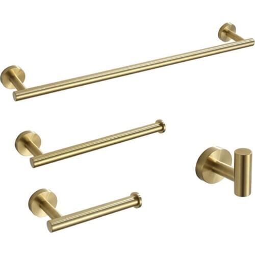 Brushed Gold/Black/Brushed Stainless Steel Bathroom Hardware Set Round Towel Bar Toilet Paper Holder Towel Ring Robe Hook