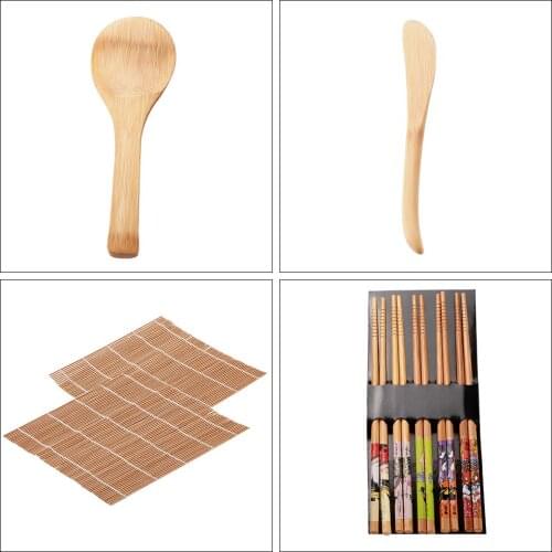 13 Pcs/Set Bamboo Sushi Maker Set DIY Sushi Curtain Rice Sushi Making Kits Roll Cooking Tools Chopsticks Spoon Sushi Blade