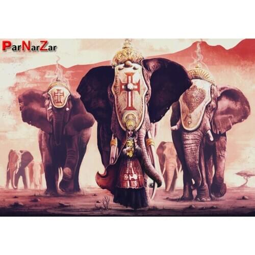 ParNarZar Elephant Queen Diamond Painting By Number Kits Full Squre Drill Rhinestone Embroidery Cross Stitch Wall Decor