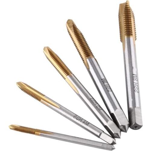 5pcs/Set Hand Tap Drill Bits HSS Thread Screw Tap Kit Forward Chip Ejection Thread Tapping Tools Suitable For M3 M4 M5 M6 M8
