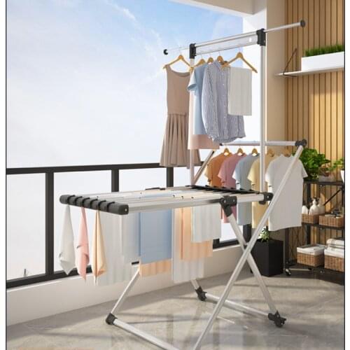 Floor Folding Clothes Hanger Indoor Clothesline Pole