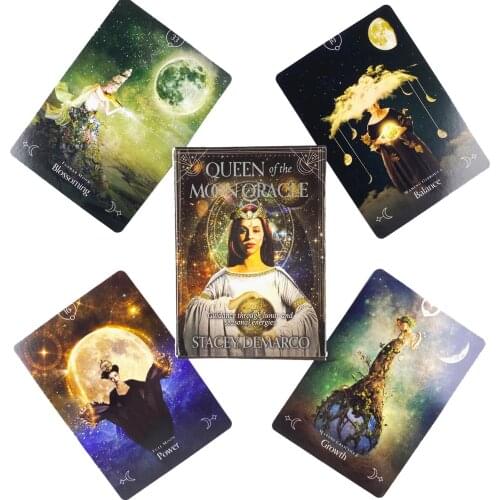 Queen Of The Moon Oracle Cards Leisure Party Table Game High Quality Fortune-telling Prophecy Tarot Deck With Guide Book