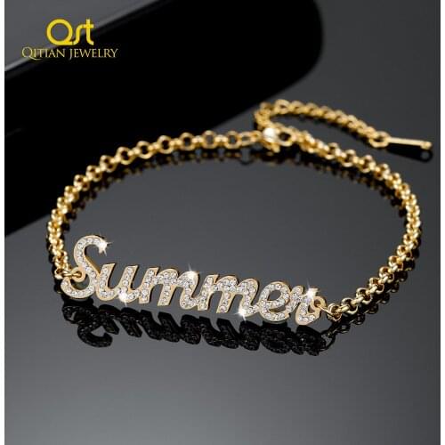 Personalized Iced Out Name Bracelet&Bangle Custom Gold Stainless Bracelets Zirconia Women Crystal Bracelets Charm Jewelry Gift