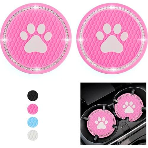 Chirano Car Cup Holder Coaster, Bling Car Interior Accessories for Women Men and Teens, Pack of 2 (Pink)