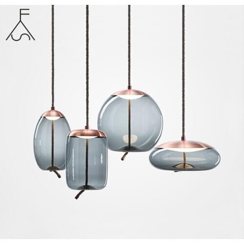 Czech Design Brokis Knot Pendant Lights LED Glass Hemp Rope Suspension Luminaire Art Decor Kitchen Living/Dining Room Restaurant