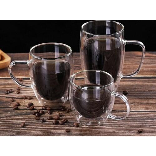 Transparent Glass Coffee Cup Milk Whiskey Tea Beer Double Creative Heat Resistant Cocktail Vodka Wine Mug Drinkware Tumbler Cups