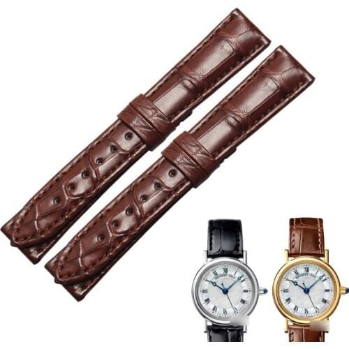 WENTULA Watchband for CLASSIQUE 8067BA Alligator Skin /Crocodile Grain Leather Strap Watch Band