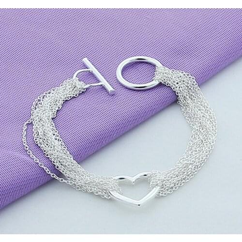 Romantic Tassel Heart Charm Bracelet 925 Sterling Silver Jewelry For Women Love Chain Bracelet New 2019 Trendy