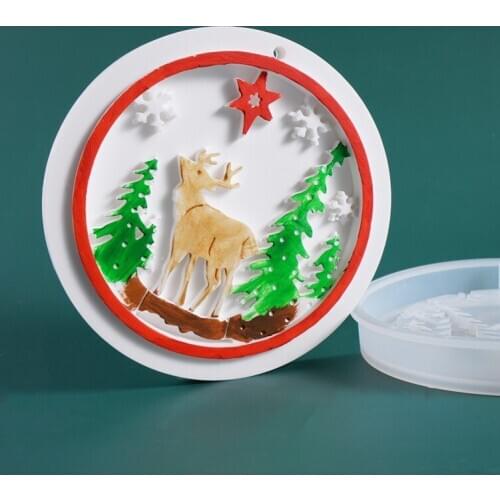 DIY Crystal Epoxy Resin Mold Christmas Tree Snowflake Elk Pendant Resin Mold Keychain Listing Jewelry Silicone Mold For Resin