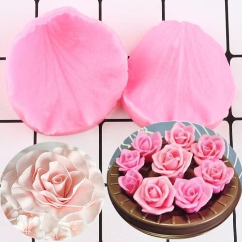 2Pcs/set Rose Flower Petals Embossed Silicone Mold Fondant Cake Decorating Tools Candy Polymer Clay Resin Molds Chocolate Mould