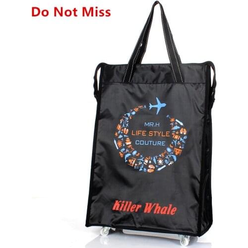 Do Not Miss New Women Folding Shopping Bag Portable High Quality Trolley Bag High Capacity Groceries Organizer Bag Men Wheel Bag