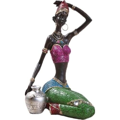 Resin African Woman Sculpture Home Decoration Accessories African Statue Resin Beauty Ornaments Resin Staue Creative Sculpture