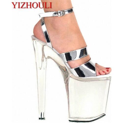 20cm Unique metal mirror bright colour and lustre temptation heels fashion taste the new girl star wedding shoes