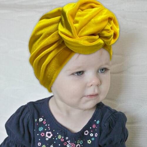 Newborn Baby Velvet Turban Hat Boys Girls Knotted Head Wraps Toddler Kids Soft Stretch Warm Beanie Cap Hat Children Accessories