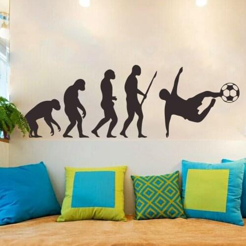 Creative Human Evolution Wall Stickers Football PVC Vinyl Home Decor for Kids Room Primitive To Modern People Wall Decals