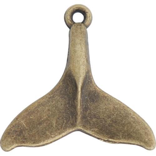 RAINXTAR Vintage Alloy Animal Charms Whale Tail Shape Jewelry Findings 18*19mm 50pcs AAC1362