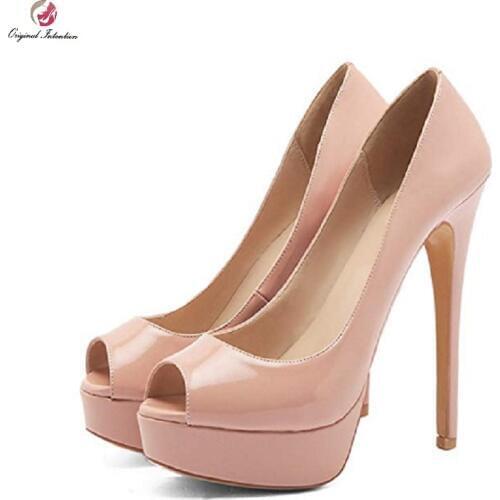 Stylish Sexy Wedding Heels Elegant Women High Heels Platform Peep Toe Thin Heels PU Microfiber A variety of Color Size 35-45