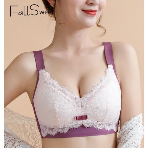 Fallsweet Sexy Lace Bralette Wire Fire Bras For Women Adjustable Underwear Full Cup Brassiere Thin Lingerie 34 to 40 B C D Cup