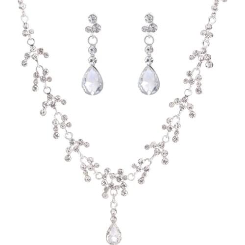 Female wedding set auger drops necklace earrings suit bride