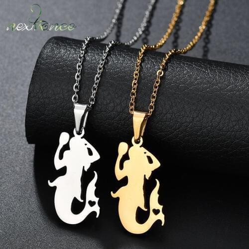 Nextvance Stainless Steel Mermaid Pendant Necklaces Gold Simple Chain Necklace Animal Jewelry For Women Gift