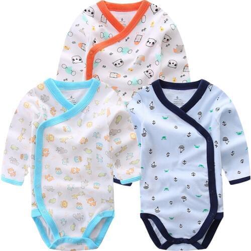 3 PCS Smiling Babe Brand Baby Romper Long Sleeves Cotton Newborn Baby Girl Boy Clothes Cartoon Printed Baby Clothing Set 0-12 M