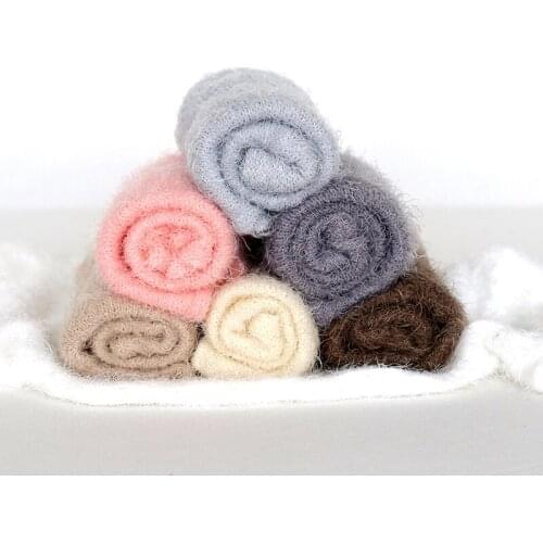 40*80 cm Beige color Newborn Ruffle Stretch Jersey Wrap Long Pile Baby Layering Fabric Photography props