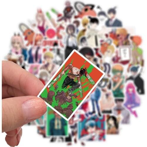 50pcs/set Chainsaw Man Stickers Denji Pochita Makima Power Book Suitcase Phone Laptop Sticker