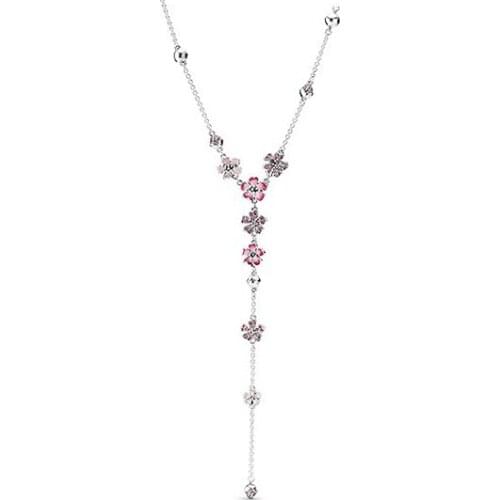 Ajax 925 Sterling Silver A Bunch Of Cherry Blossoms Shape Necklace Chain Women