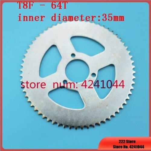 Free shipping T8F 64T Rear chain Sprocket Silver 35mm 64 Tooth For 47cc 49cc Mini Dirt Baby Cross Motard Bikes Motoparts
