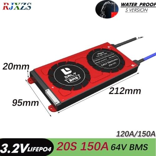 BMS 20S 120A 150A Lifepo4 Water Proof High Current LiFePO4 60V 24S BMS PCM for electric bike
